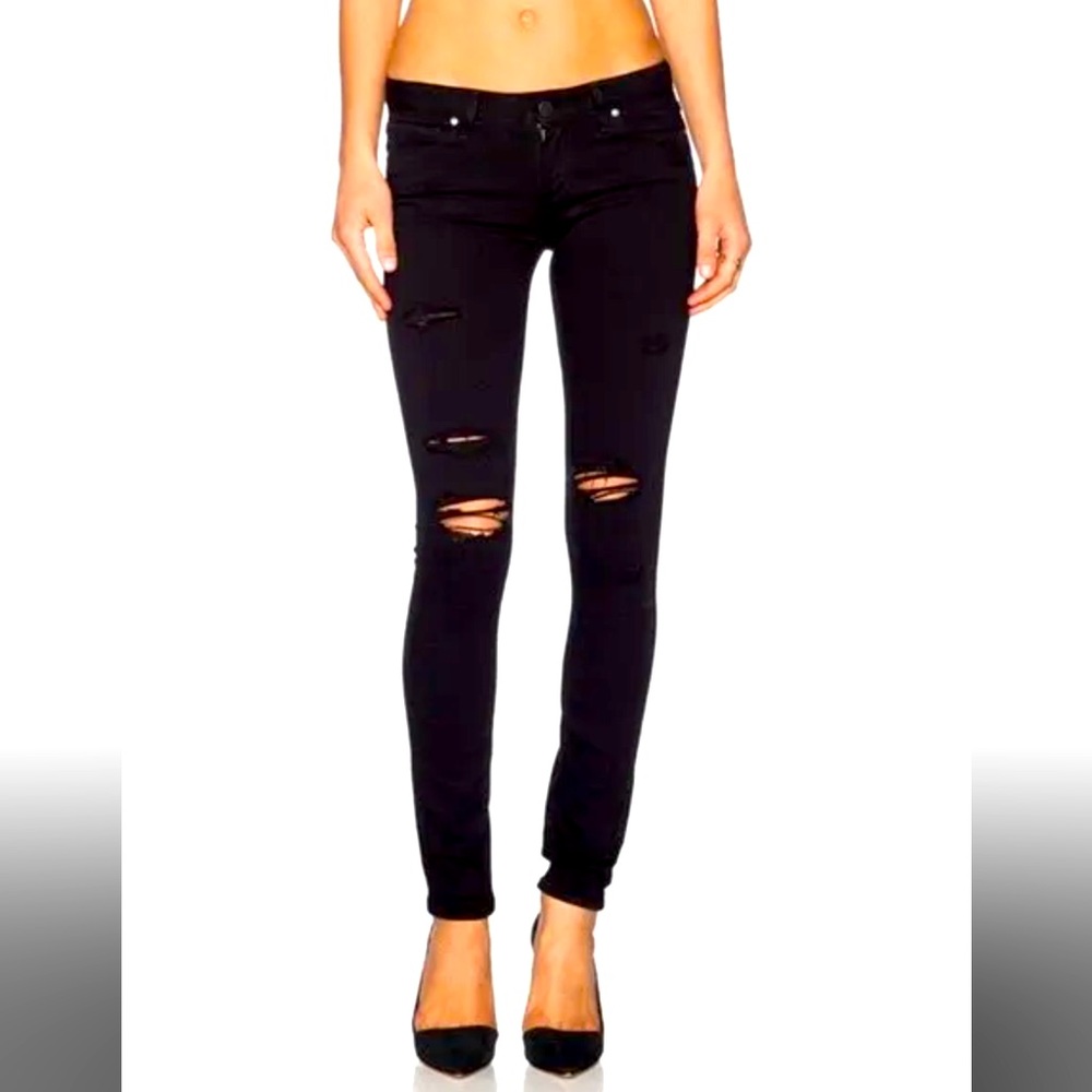 Paige Verdugo Ultra Skinny in Black Shadow Destructed size 27